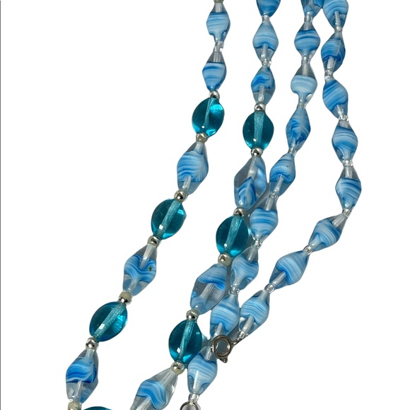 Vintage Italian Murano glass bead necklace blue sky blue - Picture 3 of 6